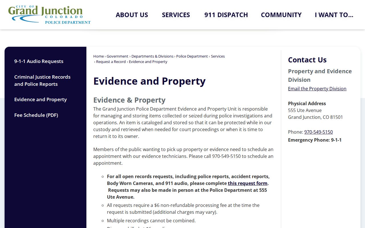 Grand Junction evidence, recording, copy, and redaction fees