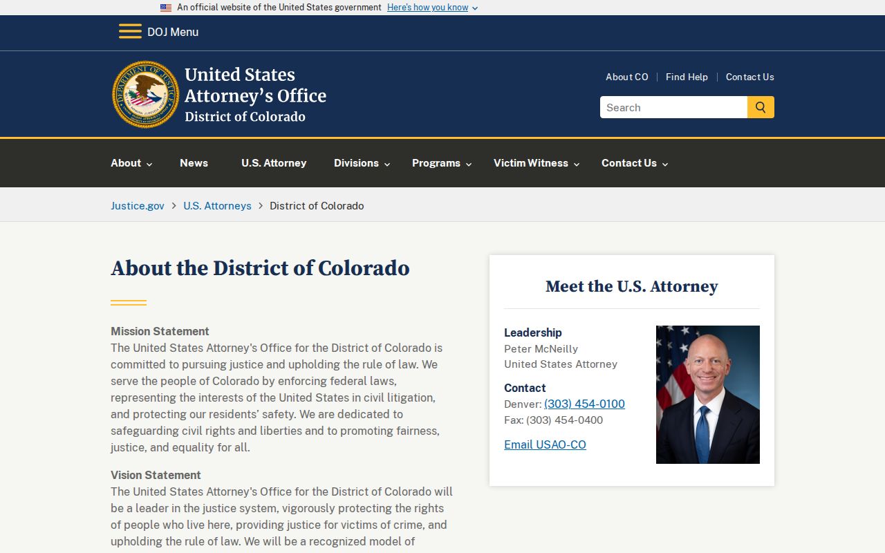Mesa County federal criminal cases Colorado U.S. Attorney page