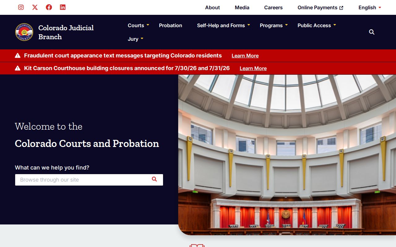 Mesa County criminal court case access vendor page