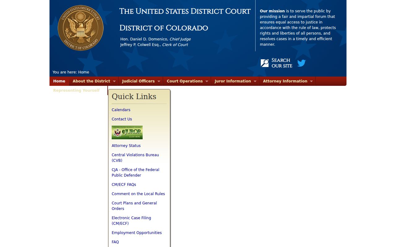 Mesa County federal criminal court District of Colorado page