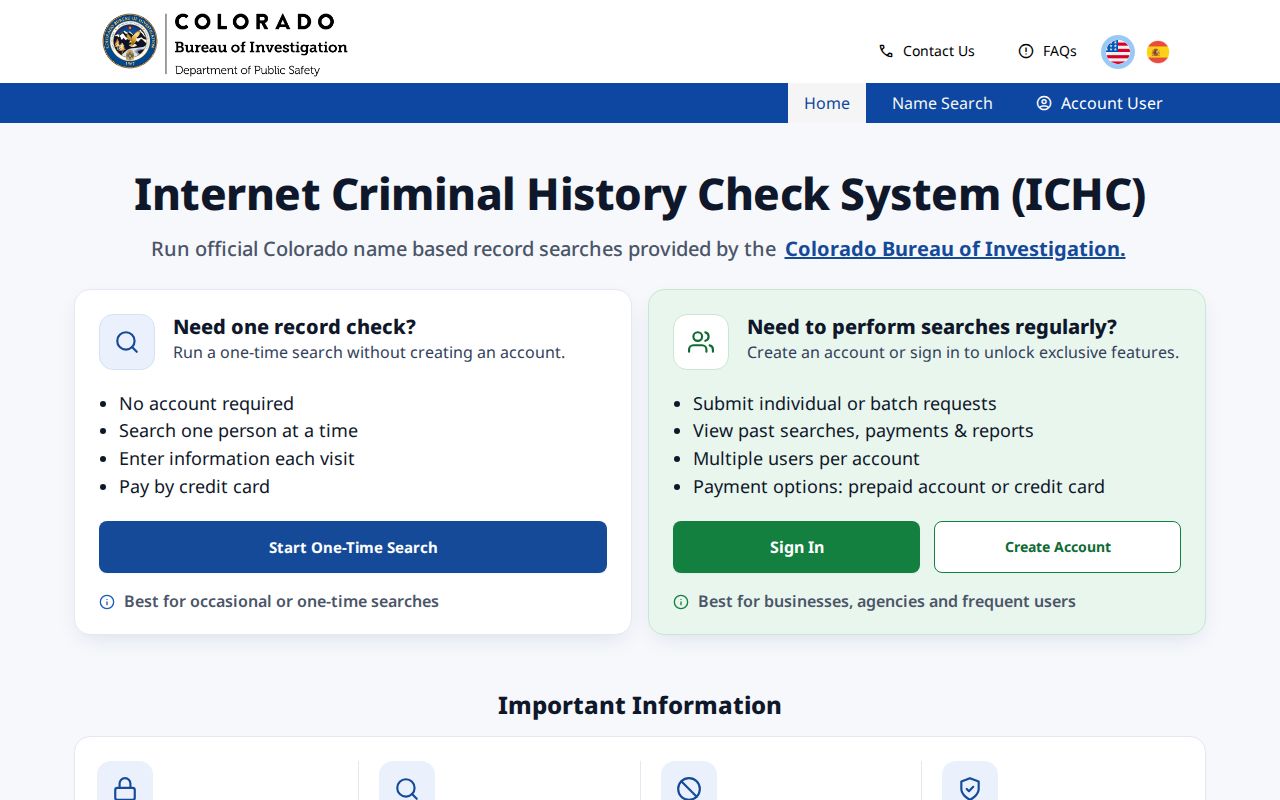 Mesa County criminal history CBI ICHC portal