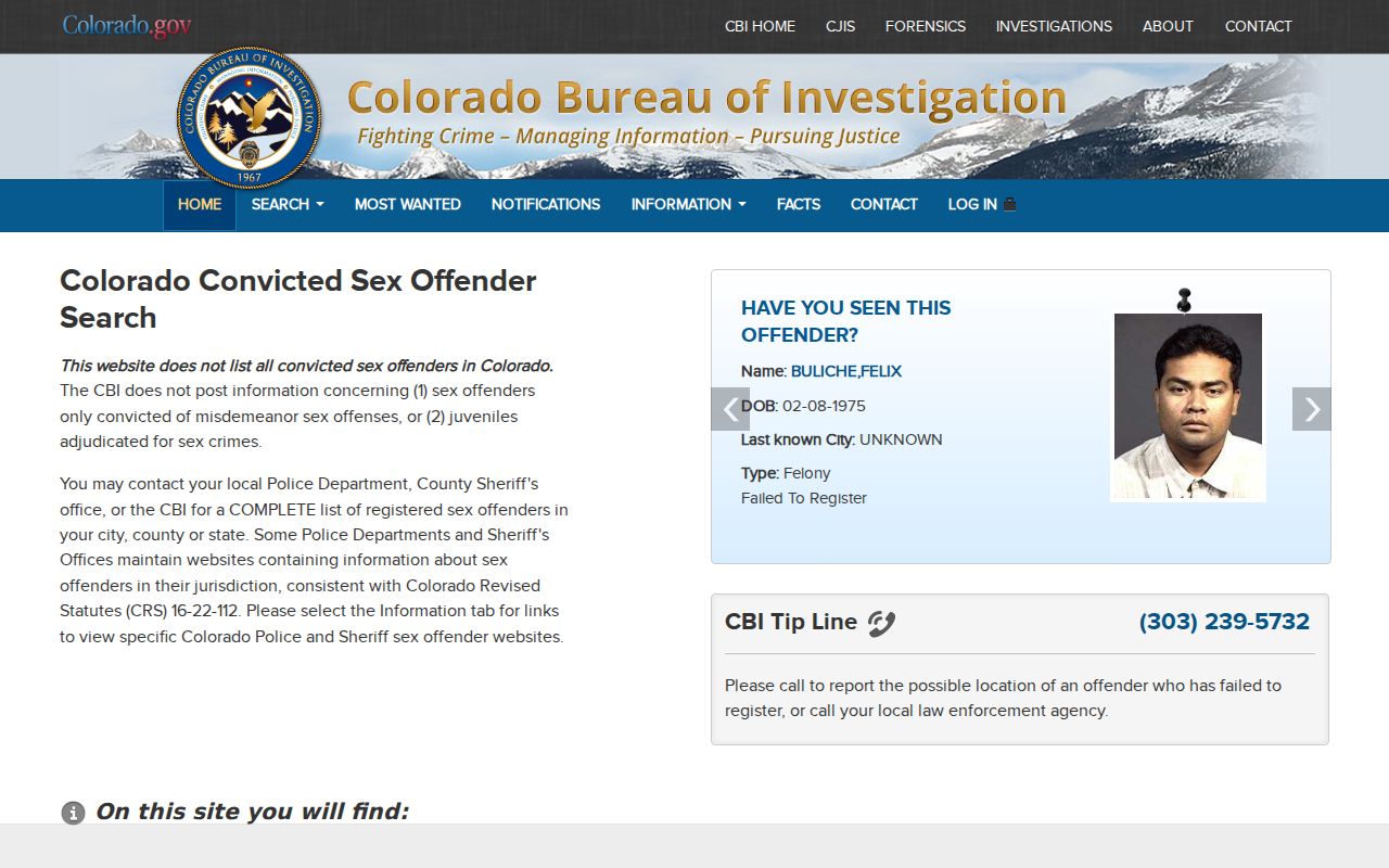 Mesa County criminal history Colorado sex offender registry