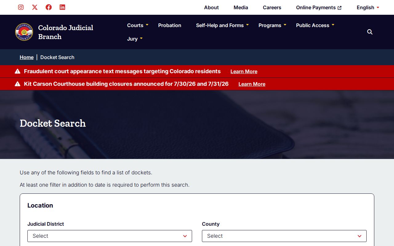 Mesa County criminal court history Colorado docket search
