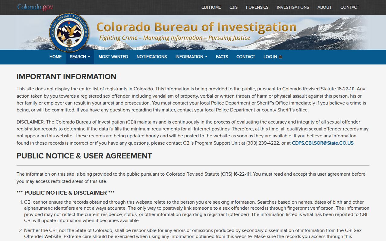 Mesa County sex offender search registry profile fields